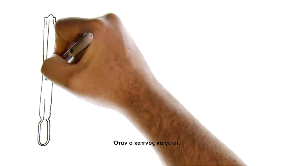 χέρι που σχεδιάζει ένα θερμόμετρο