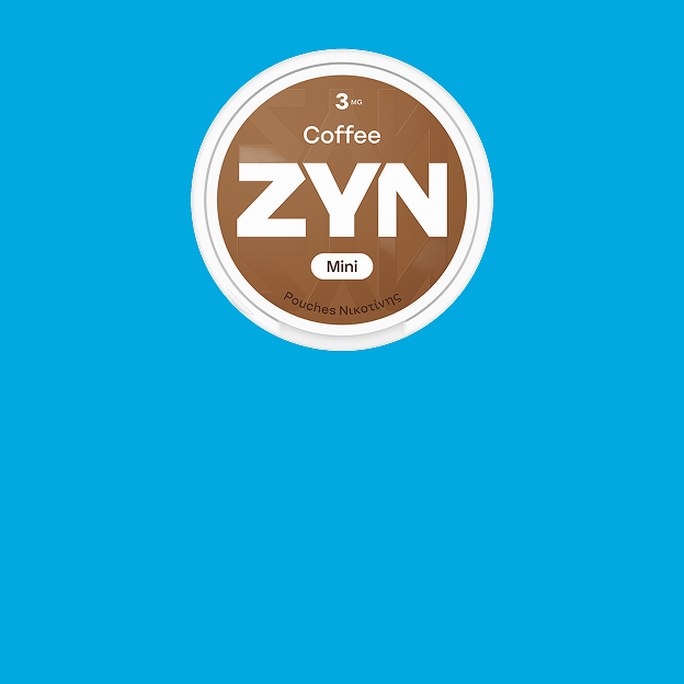 Coffee Mini 3mg ZYN can on blue background.