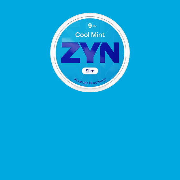 Cool Mint Mint Slim 9mg ZYN can on blue background.
