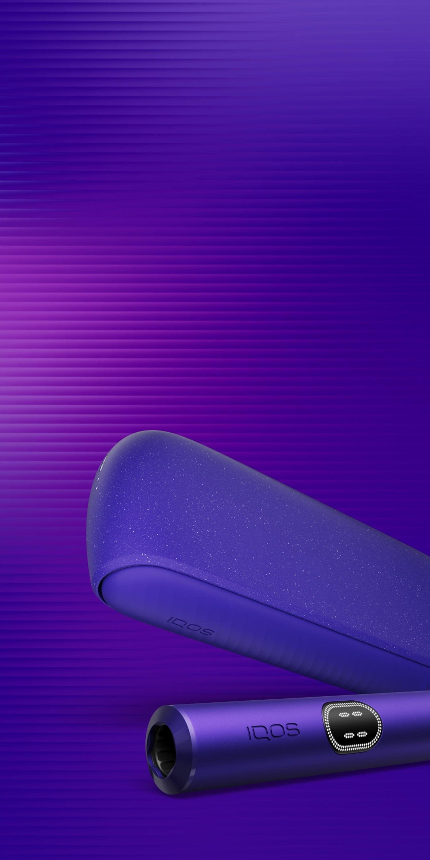 IQOS ILUMA i Electric Purple device on a purple background.