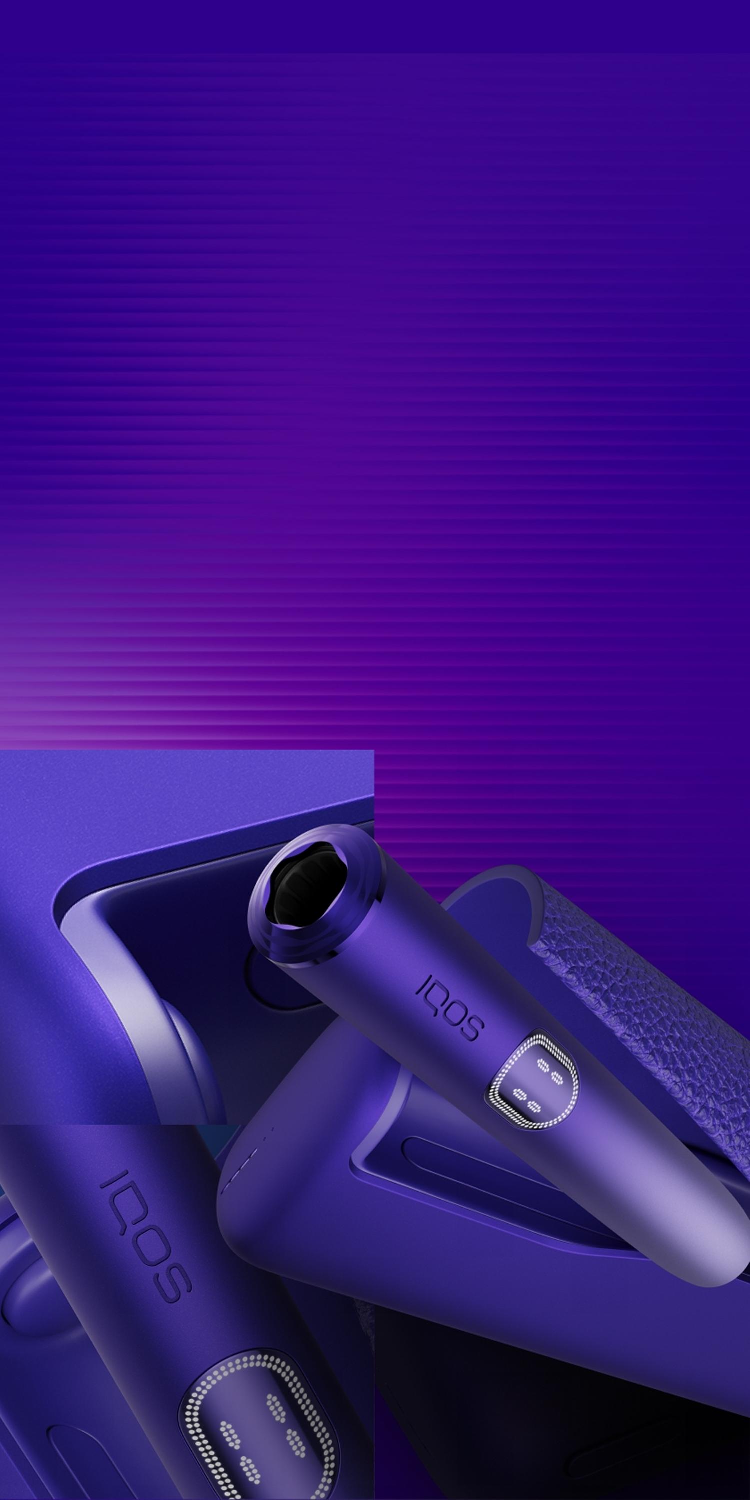 IQOS ILUMA i PRIME Electric Purple device on a purple background.