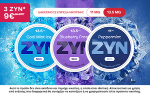​3 ZYN cans on a bright blue background.