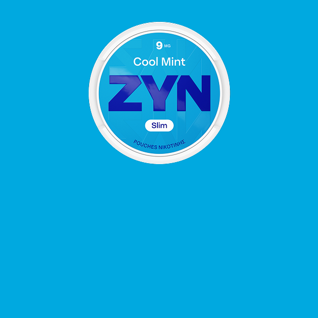 Cool Mint Mint Slim 9mg ZYN can on blue background.