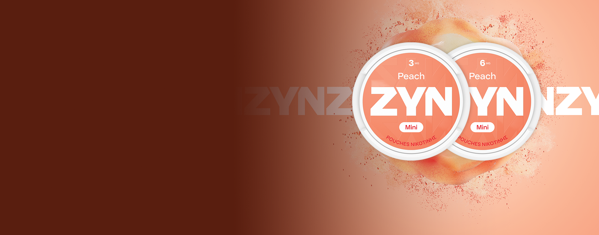 Δύο κουτιά ΖΥΝ pouches νικοτίνης σε γεύση ροδάκινο