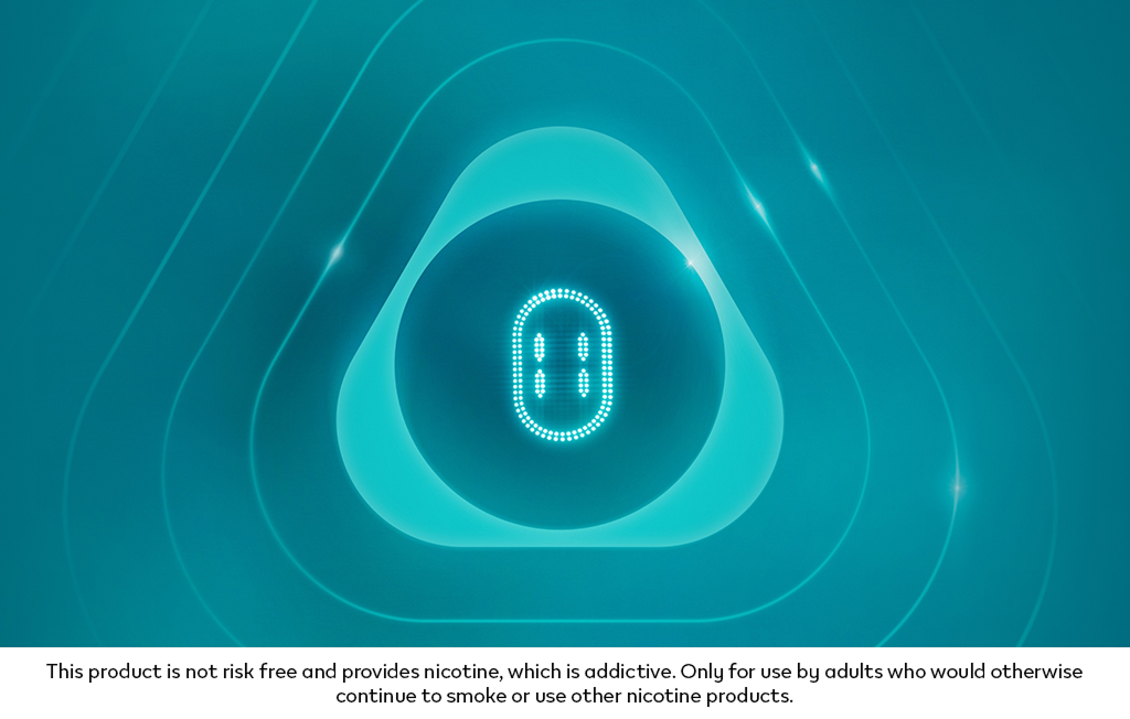 IQOS logo with the device's display view.