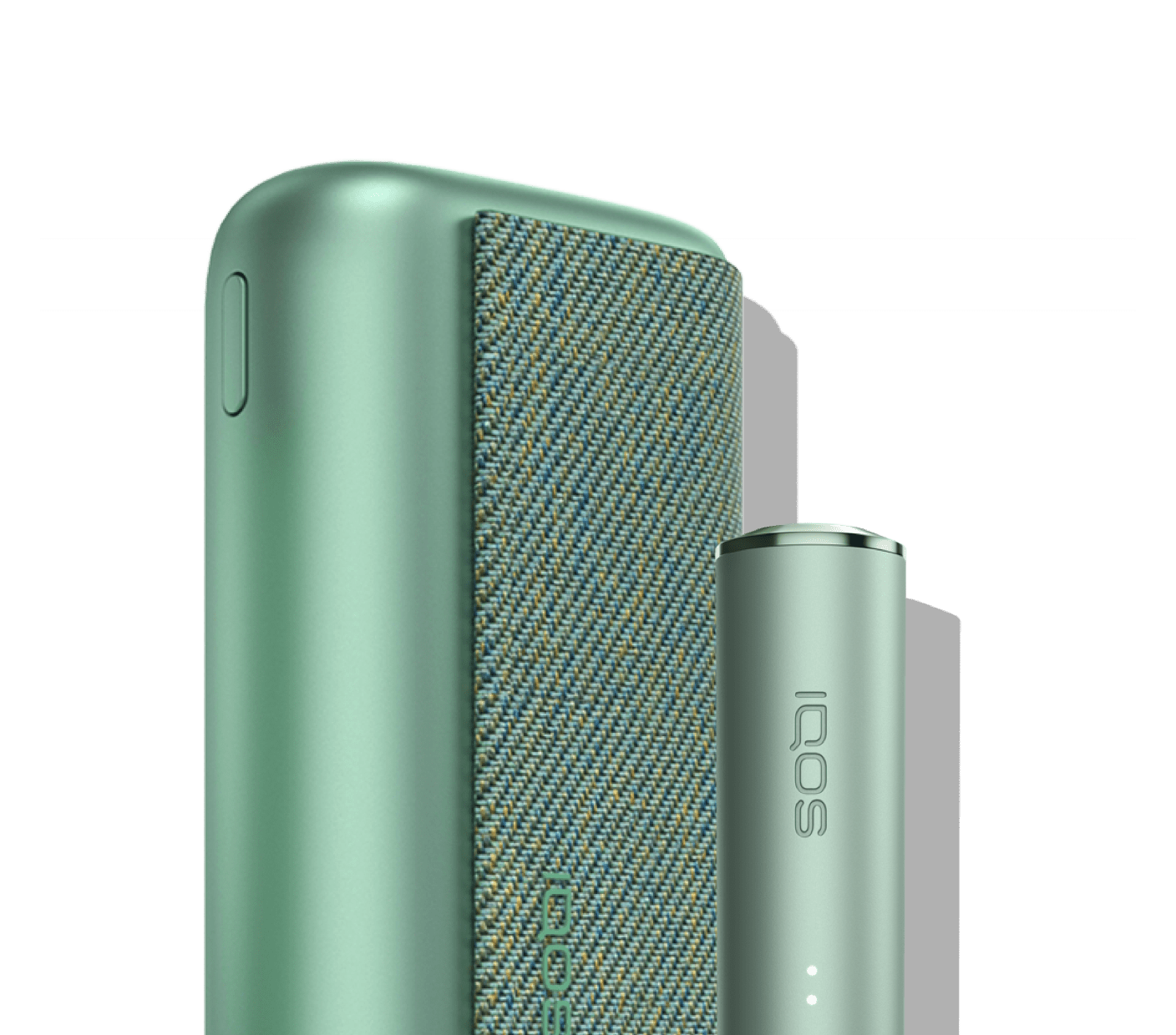 A Jade Green IQOS ILUMA PRIME Pocket Charger and Holder.