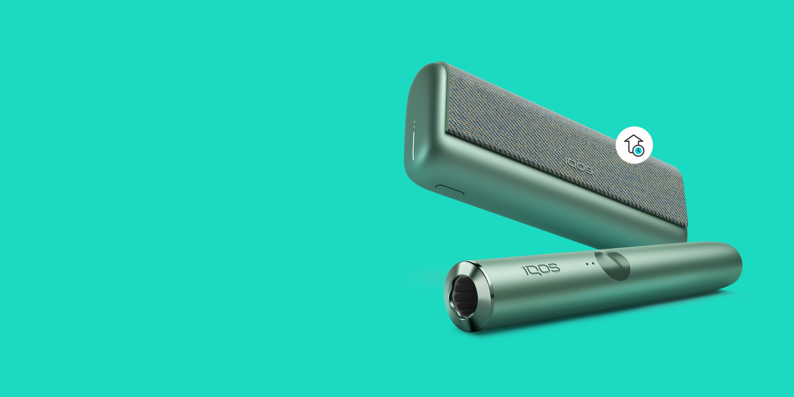 IQOS Iluma Device on a green background