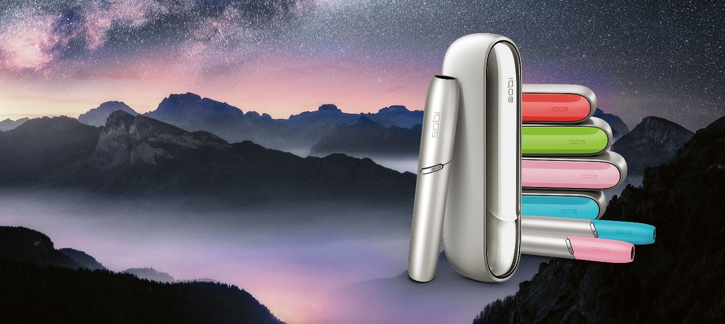 IQOS 3 DUO Moonlight Silver with colorful accessories