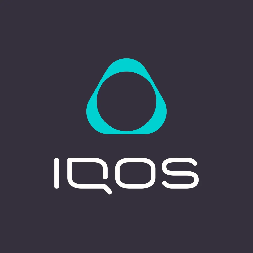Λογότυπο Iqos σε μαύρο φόντο