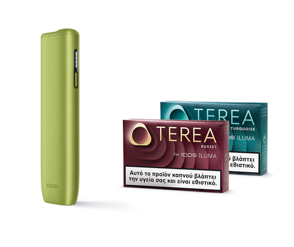IQOS ILUMA i ONE Leaf Green & two TEREA packs main