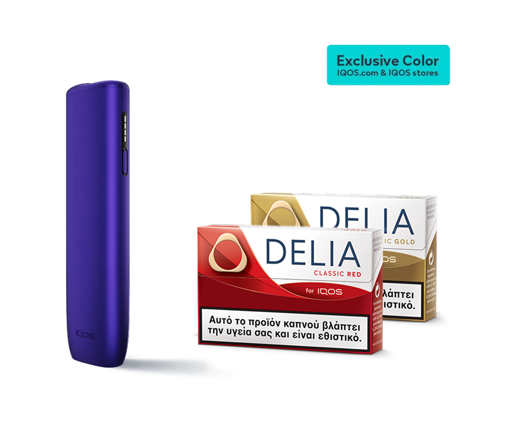 IQOS ILUMA i ONE Electric Purple & two DELIA packs fullscreen