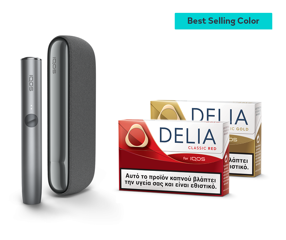IQOS ILUMA Midnight Black & two DELIA packs fullscreen