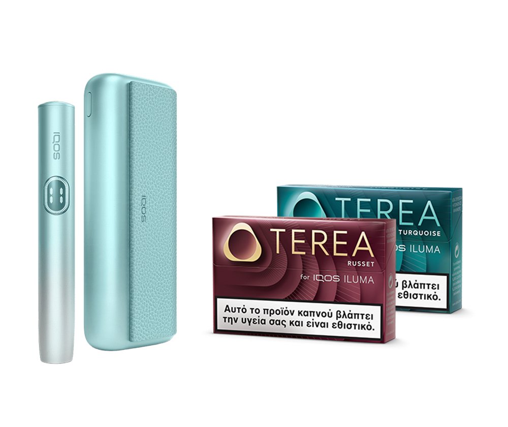 IQOS ILUMA i PRIME Breeze Blue & two TEREA packs main