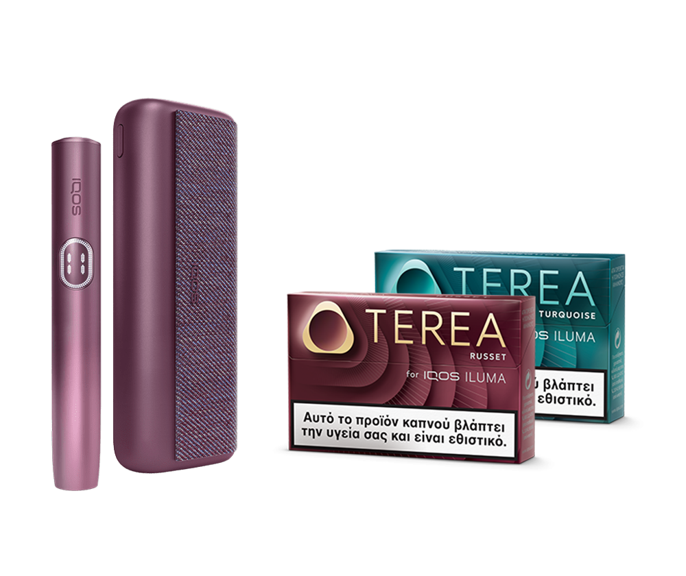 IQOS ILUMA i PRIME Garnet Red  & δύο πακέτα TEREA main