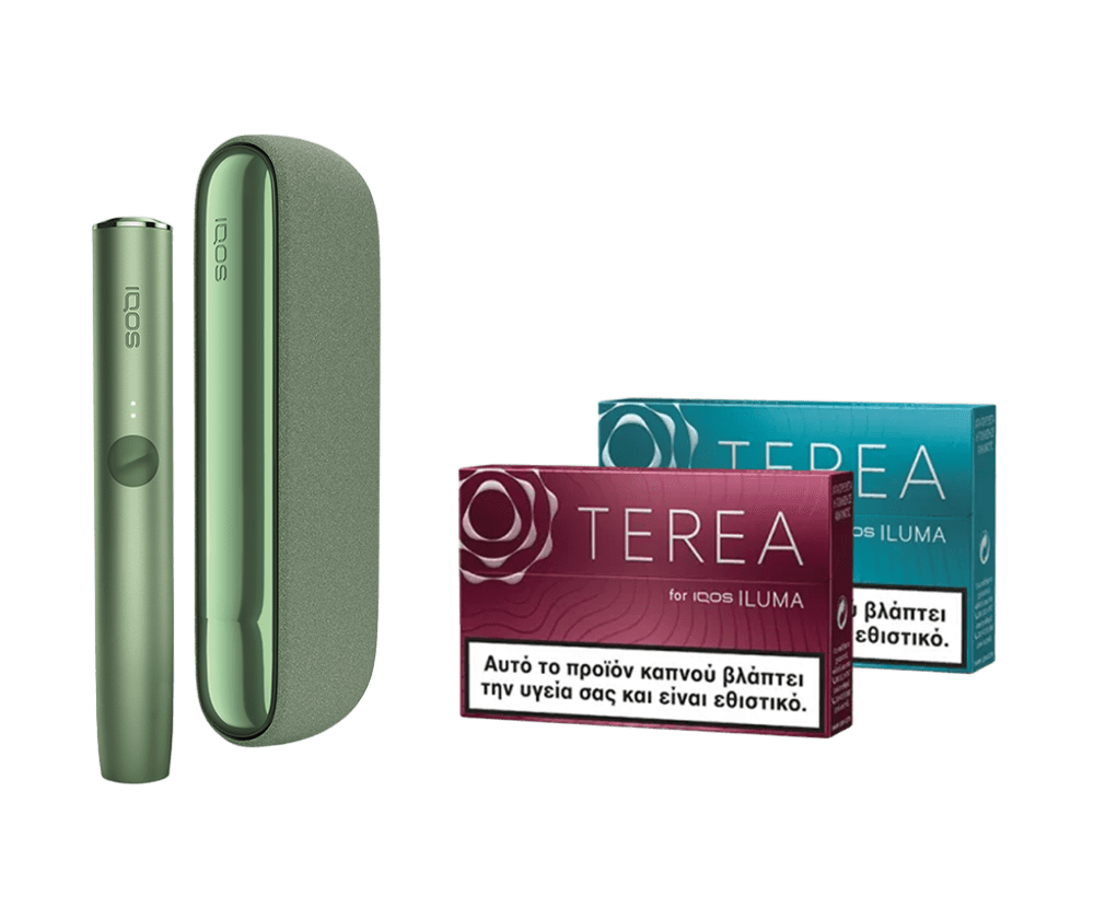 heated tobacco device IQOS ILUMA Moss green & two TEREA packs