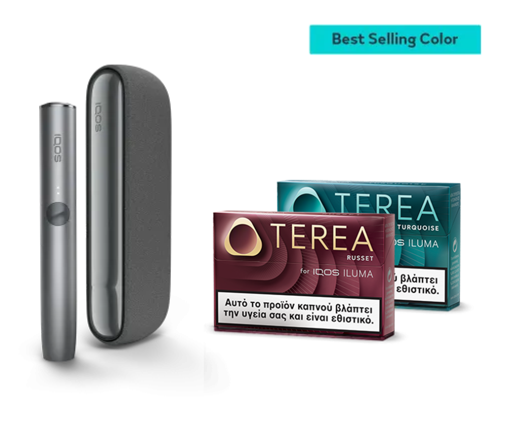 συσκευή θέρμανσης καπνού IQOS ILUMA Midnight Black& δύο πακετα TEREA fullscreen