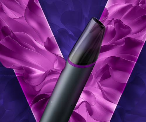 VEEV NOW ULTRA Grape vaping device with a purple VEEV logo backgound